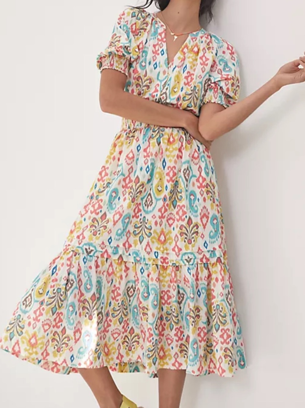 Anthropologie Felipa Maxi Dress M Puff Sleeves, Smocked Waist